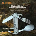 Multifunctional tableware Portable Stainless Steel Rope Knife Card Outdoor Survival Camping Accessories Tool With Saw All In One. 