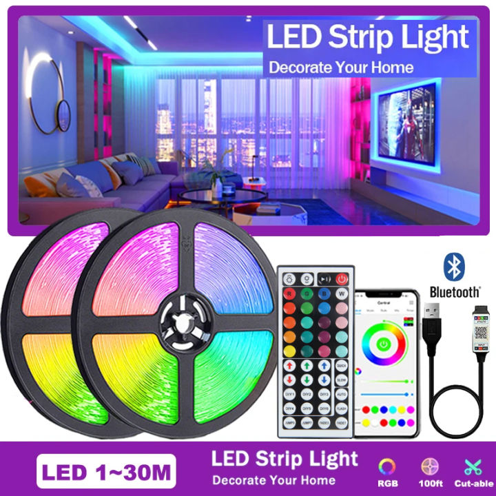 USB 5V Strip Led Lights Tape RGB 5050 Led Wall Room APP Remote Control ...