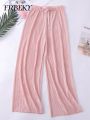 Elegant  Women's Pants Leisure Solid Color Pleated Wide Leg Pants Fall New Drape Loose Nine Pants Streetwear Women Clothing. 