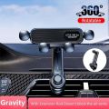360° Rotation Gravity Car Phone Holder Air Vent Clip Navigation Stand Telescopic Air Outlet Phone Support for 4.7-7 inches Phone.