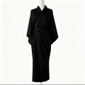 Traditional Japanese Kimono White Robe with Obi Belt Long Sleeves Yukata Lined for Spa Vacation Sleepwear Home Relaxation.