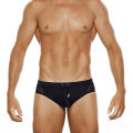 UXH Mens Bikini Swimwear With Push-Up  Bulge Enhancing Hollow Out Pure Black Translucent Swimming Briefs Hi-Q Quick-drying. 