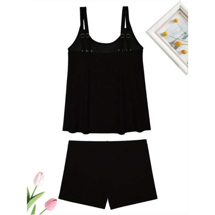 MOXDOWomen's%20Flowy%20Tankini%20Set,%20Two-Piece%20Beach%20Vacation%20Swimsuit%20with%20Double-Strap%20Detail%20-%20Image%203