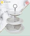 Ceramic 3 tier embossed cake, cupcakes, tea snacks dish stand. 