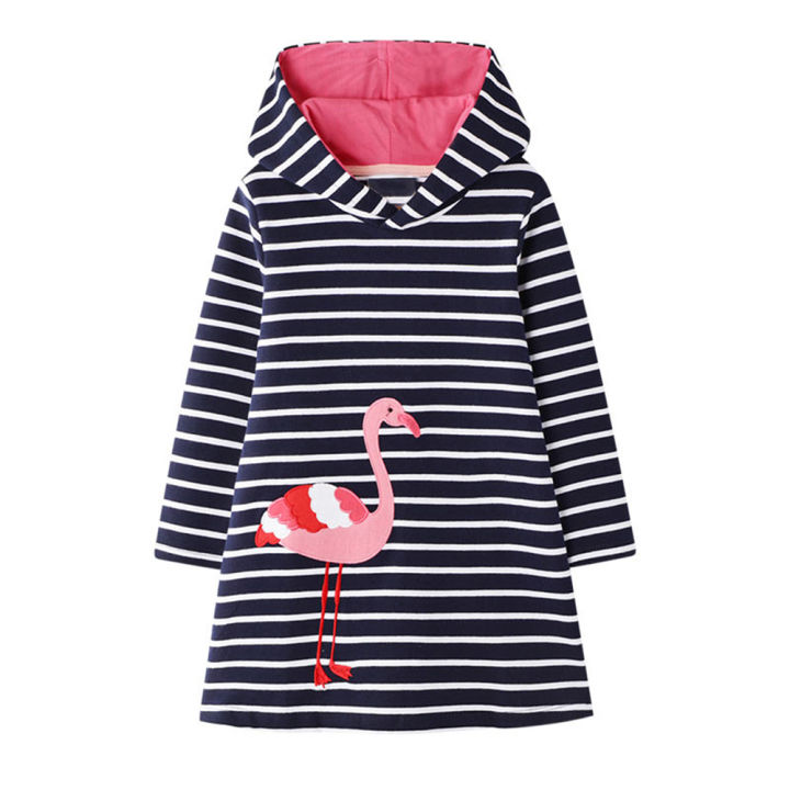 DXTON%20Hooded%20Girls%20Dress%20Flamingo%20Children%20Hoodied%20Dress%20Striped%20Cotton%20Toddler%20Straight%20Dresses%20Applique%20Winter%20Kids%20Daily%20Wear%20-%20Image%206