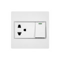 Fujicut Light Switch and Electrical Socket, Complete Set, Switch Size: 1 Piece, and Single 3-Pin Ground Socket, 1 Piece.. 
