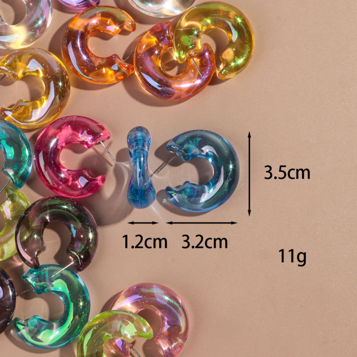 New%20Iridescent%20Acrylic%20Chunky%20Circle%20Earring%20Hoops%20for%20Women%20Transparent%20Geometric%20Huggies%20Earrings%20Korean%20Fashion%20Jewelry%20%20-%20Image%202