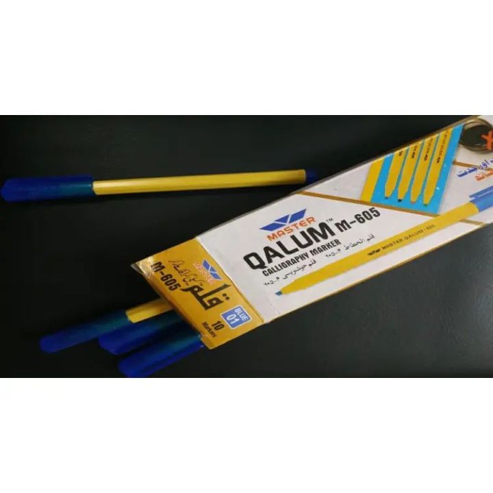 Qalum%20urdu%20calligraphy%20marker%20#605%20pack%20of%2010,Qalum%20cut%20marker%20Blue%20color%20#605,cut%20marker%20blue%20color%20-%20Image%203