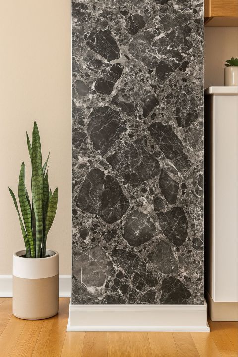Self Adhesive Black/White Marble Sheet for Kitchen - Anti Oil and Heat Resistant Wallpaper