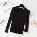 Autumn Winter Women Sweaters Casual Long Sleeve Knitted V Neck Pullover Sweater Femme Basic Solid Jersey Tops Fashion Clothes. 