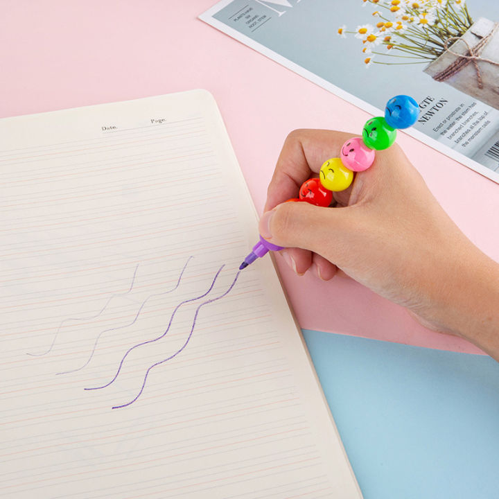 7 Color Crayons Cartoon Smiley Face