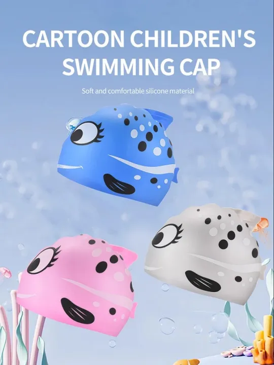 Children's%20Silicone%20Waterproof%20Swimming%20Cap%20-%20Cartoon%20Fish%20Spot%20Design%20Unisex%20Soft%20No%20Pressure%20for%20Boys%20Girls%20-%20Image%202