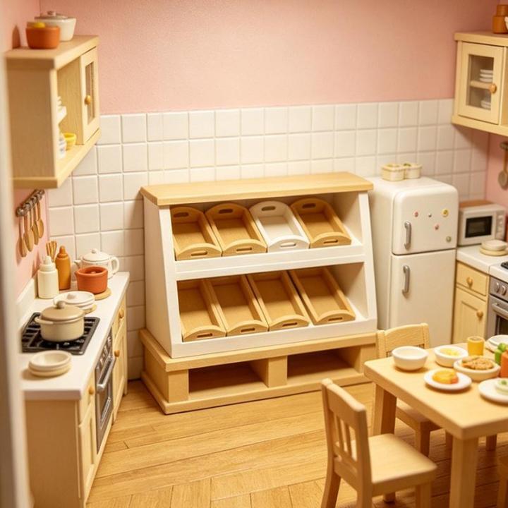 1Pcs Mini Bread Rack Cupboard Storage Shelf Model 1:12 Dollhouse Miniature Display Cabinet Cake Cabinet Kitchen Furniture Decor