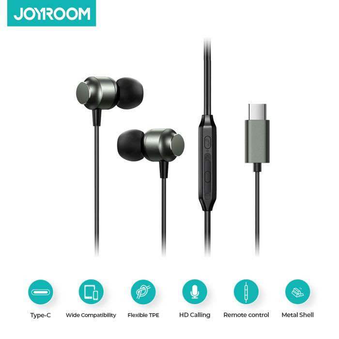 JOYROOM JR-EC06 TYPE-C Series In-Ear Metal Wired Earbuds-Dark Gray