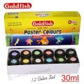 "Goldfish Poster Colours Set - 12 Big Size Colors for School Kids - Perfect for Poster Painting". 