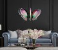 Rgb 7 Colors Butterfly Design 8-Light LED Living Room Light Fixture, Dimmable LED Semi Flush Mount Ceiling Light with Remote Control, Adjustable Height Pendant Lights with Acrylic, Chandeliers for Dining Room. 
