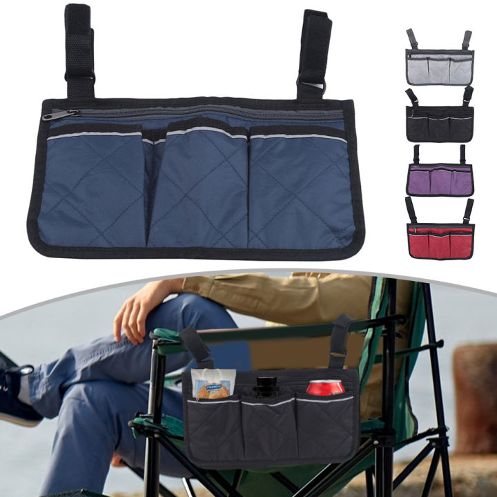 Camping Chair Armrest Storage Bag Wheelchair Beach Chair Side Bag With Reflective Strip For Fishing Camping Organizer Pouch