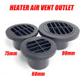 60mm / 75mm / 90mm Diesel Heater Duct Ducting Air Vent Outlet Flat Round Rotatable Connector Black For Car Truck VAN Camper.