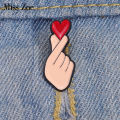 Hand Heart Gesture Enamel Pins Custom Sign Language Brooches Lapel Badges Jewelry for Lover.