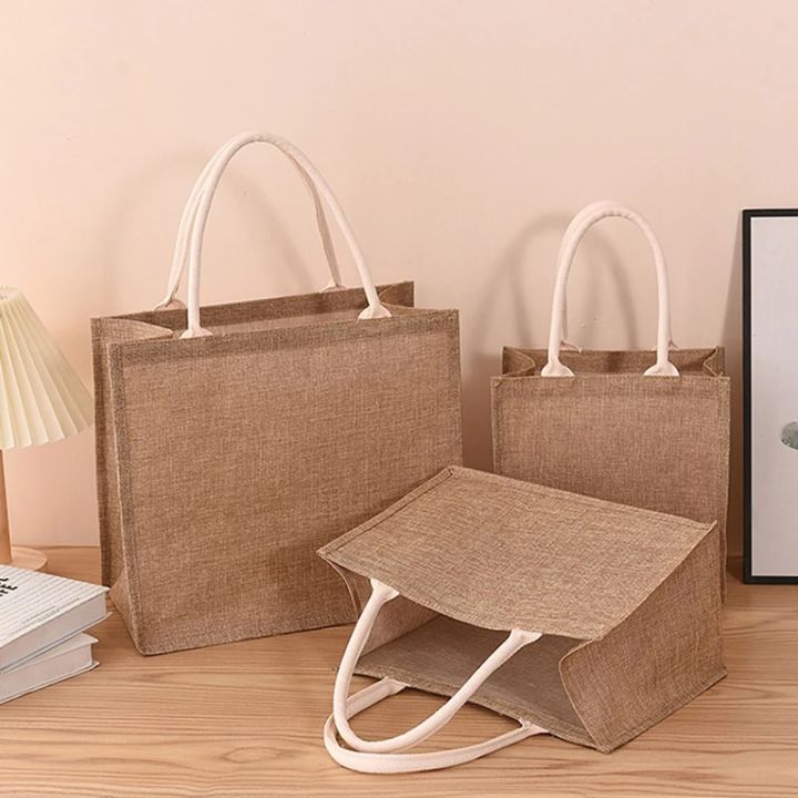 Linen Bag Hand-painted Cotton Sacks Jute Portable Imitation Sacks Linen Bags Shopping Bags Laminated Bags