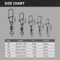 50pc/box Stainless Steel Fishing Connector Pin Bearing Rolling Swivel with Snap Fishhook Lure Accessories.