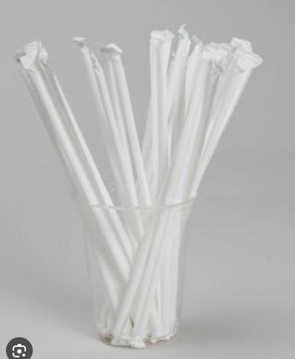 Disposable white wrape straw for drinks | pack of 100