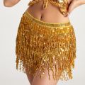 New Sequined Fringed Waist Chain Belly Dance Waist Chain Indian Bohemian Lace-up Waist Scarf Sequined Fringed Skirt.