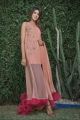 four piece designer ready to wear dress with stitched full net sleeves (medium). 