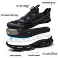 Men's Work Shoes  Rotary Buckle Work Sneakers Protective Shoes Safety Industrial Puncture-Proof Anti-Smash Steel Toe Shoes. 