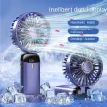 2024 New Usb Handheld Fan Digital Display Folding Aromatreatment Desktop Fan Mini Portable Outdoor Small Fan. 