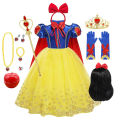 Girls Snow White Princess Dress Mesh Clothes Vestidos Kids Christmas Halloween Carnival Cosplay Costume. 