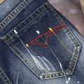 Plus Size 7XL 6XL Men's Summer Ripped Denim Shorts, Loose Straight-Cut, Painted Style, Fashionable Trendy Denim Cropped Pants. 