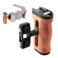 Universal Camera Cage Left /Right Side Handle For For Camera Cage Wooden Handle Grip Cold Shoe for Mic Video Light.