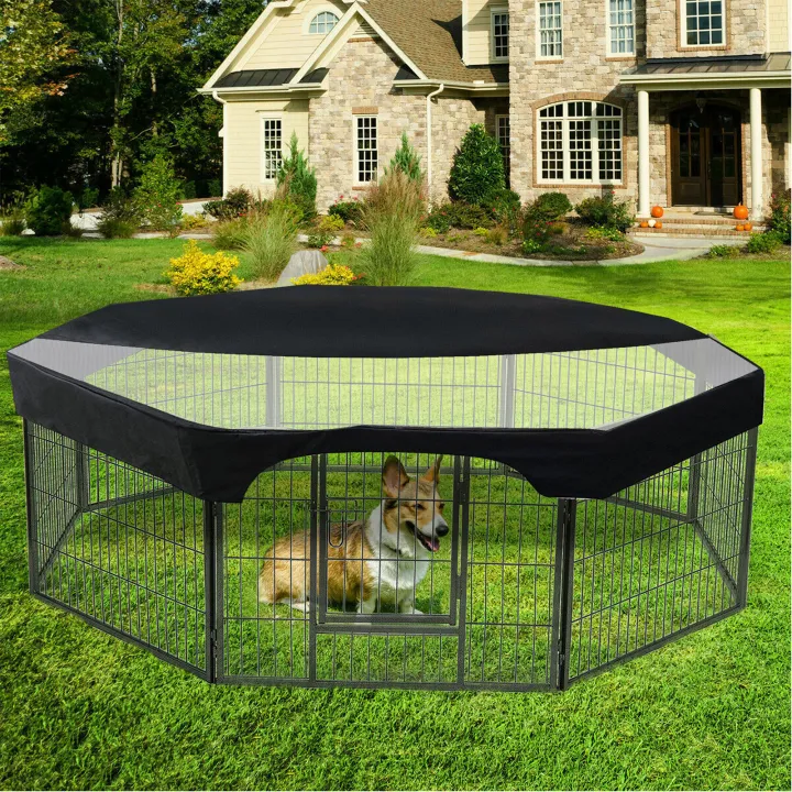 24%20Inch%20Pet%20Playpen%20Cover%208%20Panels%20Octagonal%20Pet%20Fence%20Mesh%20Cover%20Dog%20Playpen%20Sun%20Protection%20Shade%20Cover%20Waterproof%20Dog%20Playpen%20-%20Image%204