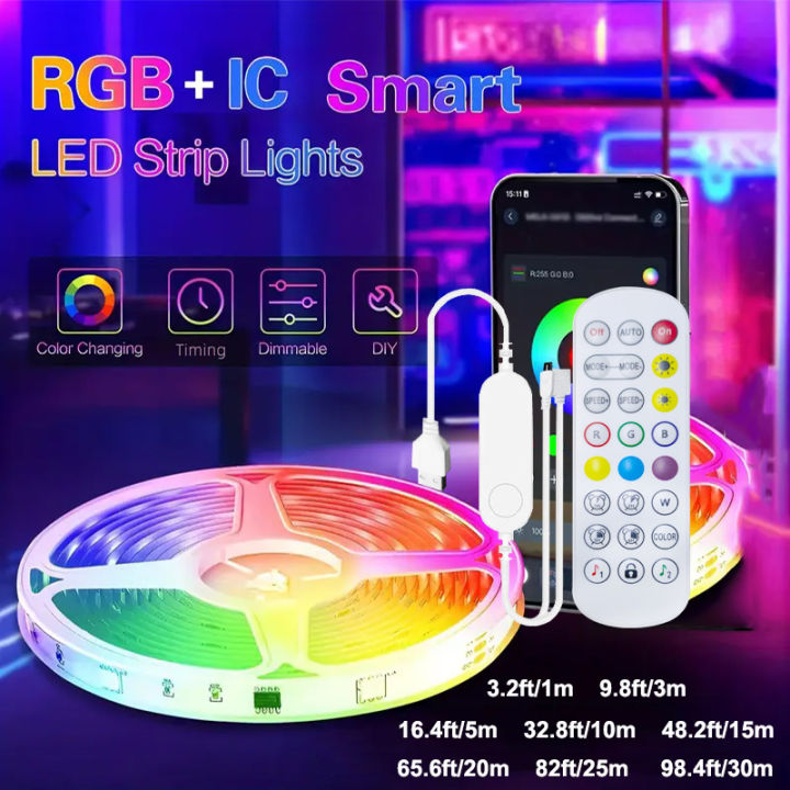 Tuya Smart WIFI RGBIC LED Strip Light Tape Addressable WS2811 IC Flexible RGB Neon LED Light USB APP Control for Alexa  lightify