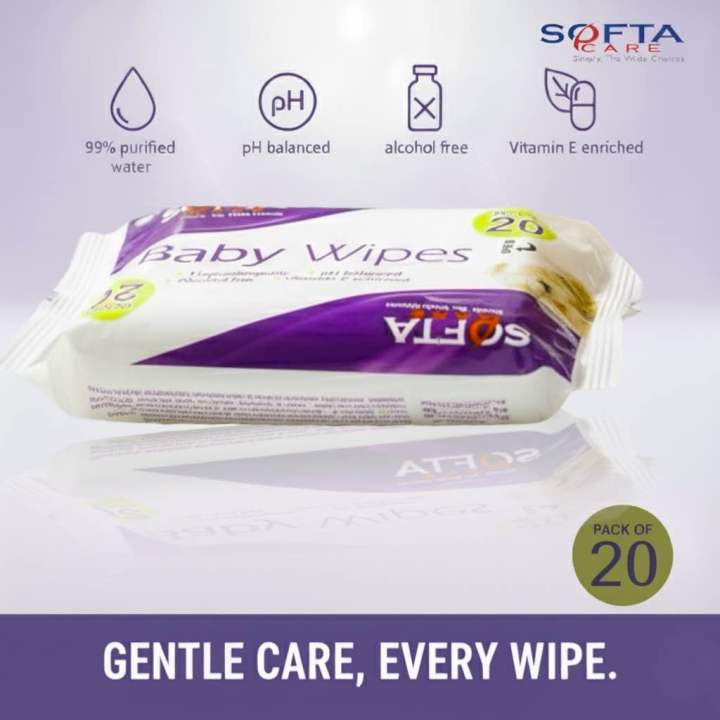 Softa care Baby Wet Wipes 20's pack | wet wipes | Softa baby wipes | softa care wet wipes 20's