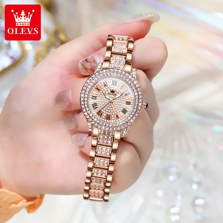 OLEVS%209943%20Luxury%20All%20Diamond%20Original%20Quartz%20Watch%20for%20Women%20Elegant%20Rose%20Gold%20Stainless%20Steel%20Waterproof%20Ladies%20Wrist%20Watches%20-%20Image%205