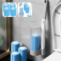 18/36Pcs Disposable Toilet Brush Long Handle Wall-mounted Wc Cleaning Tool Kit with Replaceable Brush Head Bathroom Accessories.