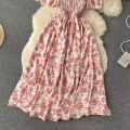 YuooMuoo Romantic Floral Print Long Summer Dress Women Fashion Off Shoulders Straps Vacation Beach Dress Korean Party Vestidos. 