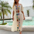 CROCHET BIKINI Women Beach Dress Cover-Ups Swimsuit Beachwear Bathing Suit Swim Cape For Woman Summer Tunic Saida Praia. 