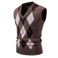 New Mens Argyle Knitwear Vest V Neck Sleeveless Casual Slim Fit Pullover Knitted Sweater Outdoor Streetwear Casual Tank Tops. 