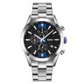 SKMEI 9302 high quality silver mens quartz watch authentic Stainless steel band 3 dials Chrono vintage business wrist watch. 