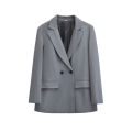 Women's Double Breasted Office Wear Blazer Coat, Long Sleeve, Flap Pockets, Female Outerwear, Chic Tops, Fashion.