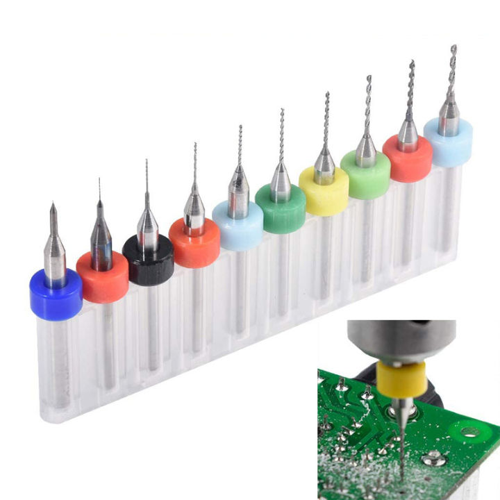 10Pcs/set 0.1mm to 1.2mm PCB Mini Drill Bit Tungsten Steel Carbide CNC Drilling Bit For Print Circuit Board Drill Bits Machine