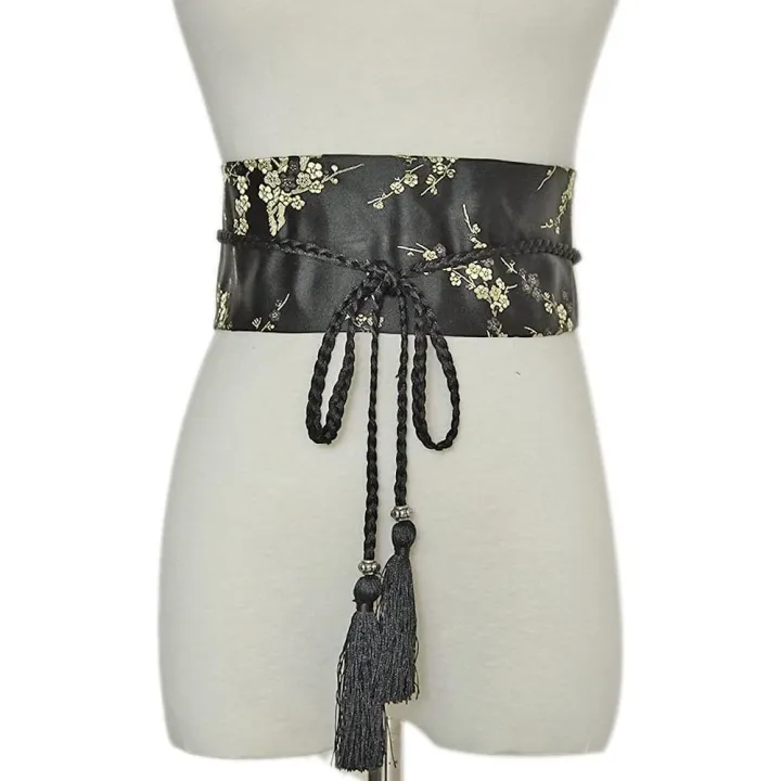 Women's%20Wide%20Corset%20Waist%20Belt%20Bow%20Tie%20Wrap%20Around%20Peach%20Flower%20Silk%20Embroidery%20for%20Dress%20Plus%20Size%20-%20Image%203