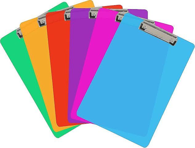 PVC Fiber Non Breakable Clip Board- Flexible Exam Board- School Board- Random Colors