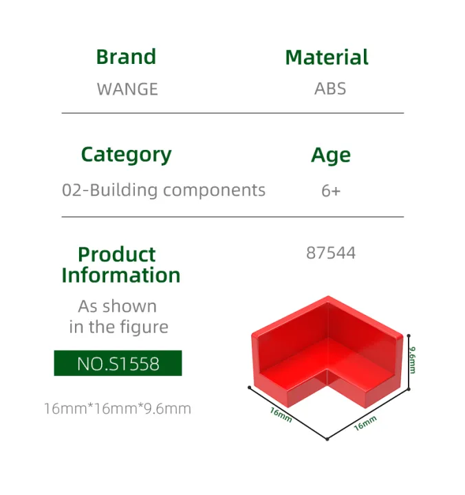 Wange136Pcs/lot%2091501%20Panel%202%20x%202x1%20Corner%20Accessories%20Compatible%20with%20Brick%20DIY%20Children's%20Toy%20Assembly%20Parts%20-%20Image%204