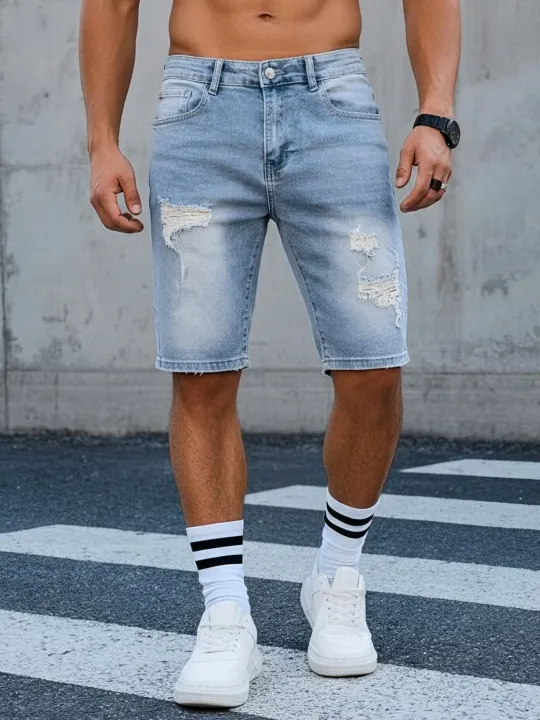 Shorts%20Pants%20Jeans%20Men%20Clothing%20Trousers%20Denim%20,%202026%20Summer%20Men's%20Light%20Blue%20Ripped%20Denim%20Shorts,%20Distressed%20Straight%20Fit%20Knee%20-%20Image%204