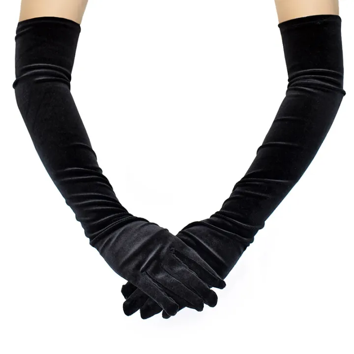 44cm/53cm/65cm%20Luxury%20Velvet%20Women%20Long%20Gloves%20%20Black%20Elastic%20Party%20Prom%20Etiquette%20Wedding%20Dress%20Retro%20Accessories%20-%20Image%203