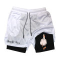 Cartoon Duck Print Men's Shorts Summer Double Layer Letter Print Quick Drying Pants Fitness Tracksuit Beach Short Pants RL0358.